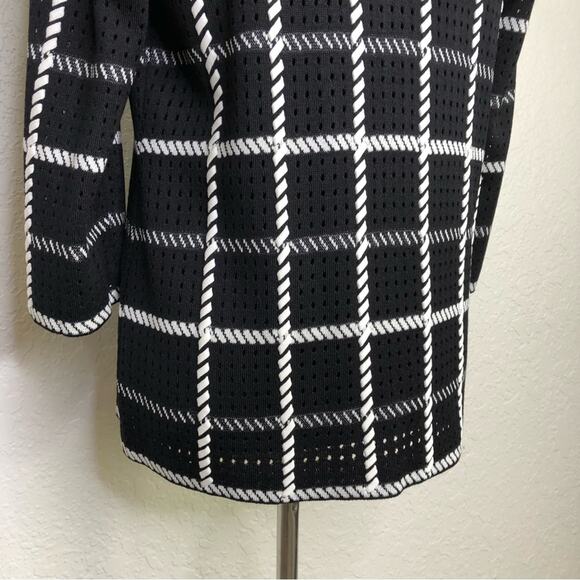 Misook black and white plaid knit open front jacket size Extra Small XS - Picture 11 of 14